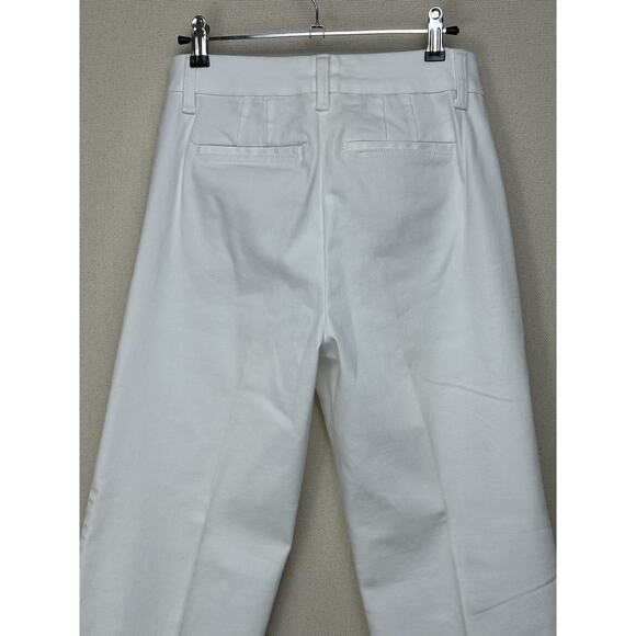 Talbots White Cotton Blend Stretch Pants Button Front Pocket Design Size 4 EUC - Picture 11 of 14